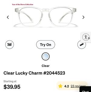 NWT Blue light Glasses Clear Frames Zenni Year Of The Horse Collection
